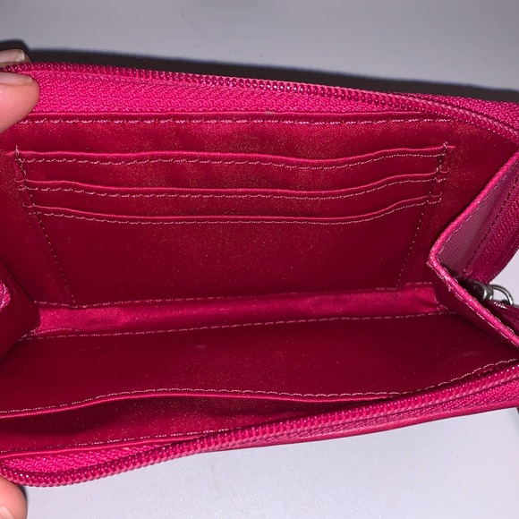 Coach Tan Signature Monogram & Hot Pink Leather Wallet/ Wristlet. Great Size.EUC - Picture 3 of 6